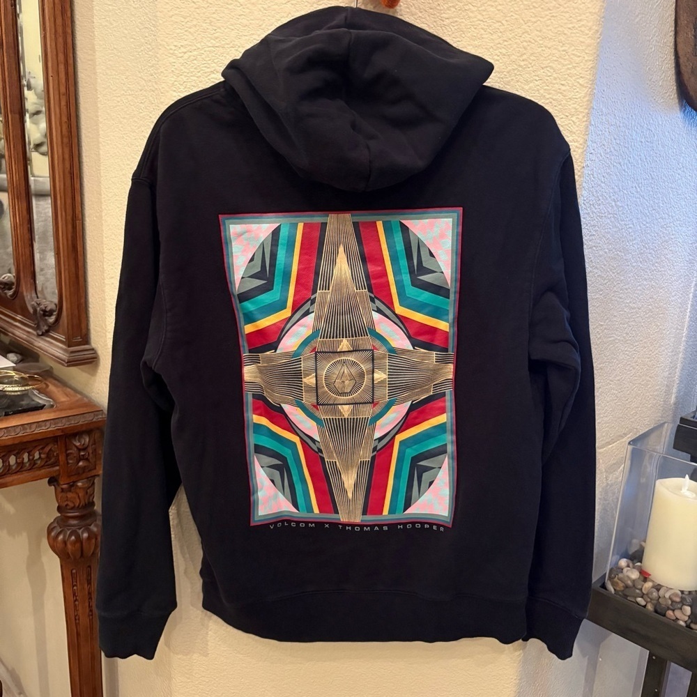 Volcom x Thomas Hooper Multicolor Geometric Graphic Hoodie Sweatshirt Size Small